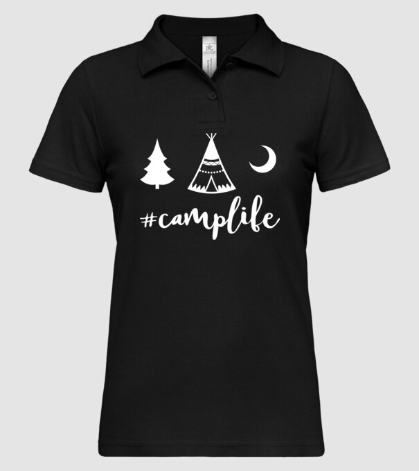 camplife model negru pe tricou