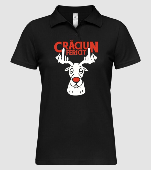 Căprioară de Crăciun antisocială model negru pe tricou