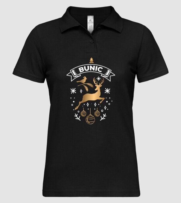 bunic christmas model negru pe tricou