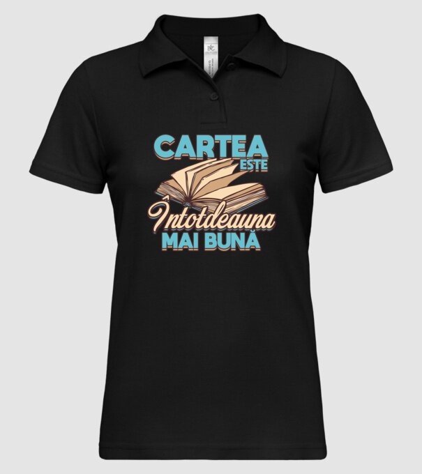 Cartea este ÎNTOTDEAUNA mai bună D7556260-01 model negru pe tricou