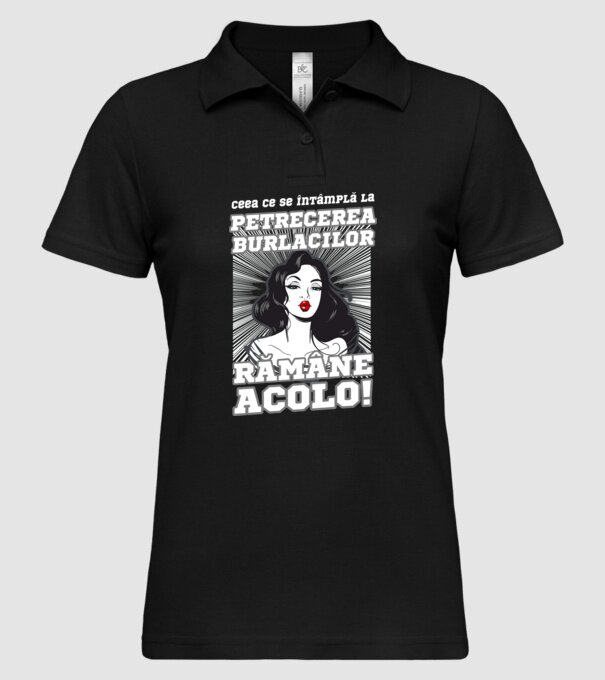 Ceea ce se întâmplă la petrecerea burlacilor rămâne acolo model negru pe tricou