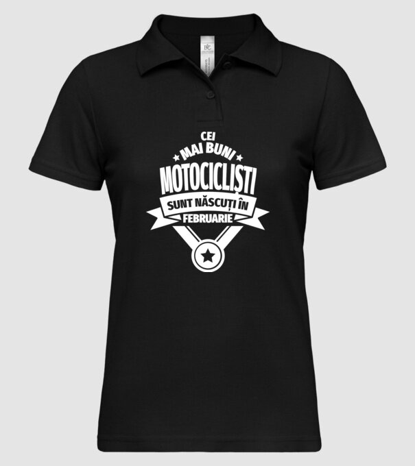 Cei mai buni motocicliști sunt născuți în februarie model negru pe tricou