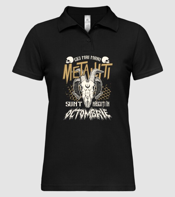 Cei mai mari metaliști sunt născuți în octombrie. model negru pe tricou
