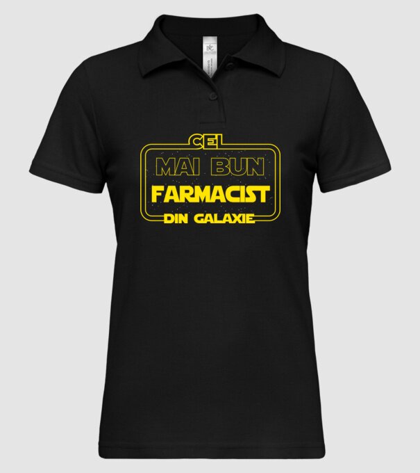 Cel mai bun farmacist din galaxie model negru pe tricou
