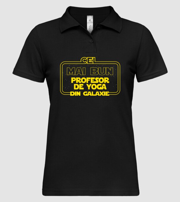 cel mai bun profesor de yoga din galaxie model negru pe tricou