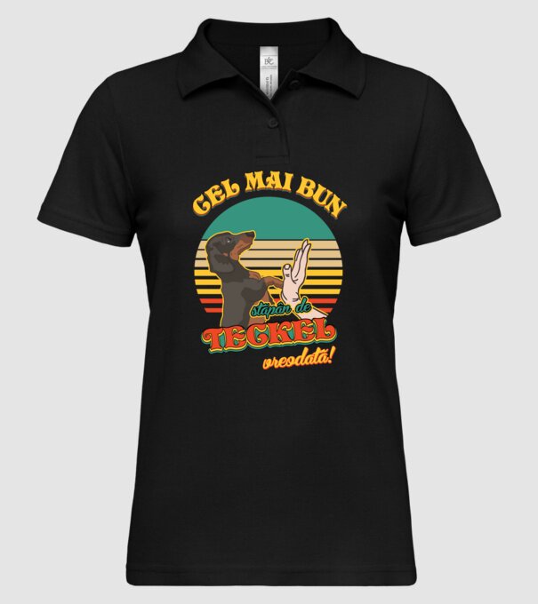 Cel mai bun stăpân de teckel vreodată! model negru pe tricou