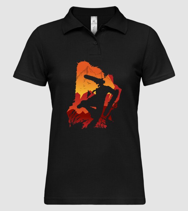 Chainsaw man silhouette model negru pe tricou