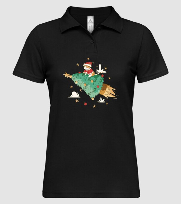Christmas cat model negru pe tricou