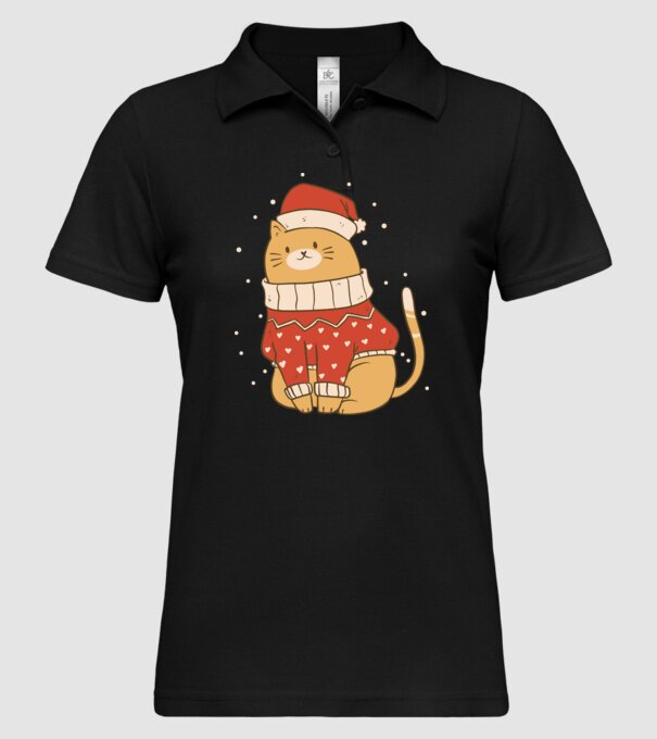 Christmas cat model negru pe tricou
