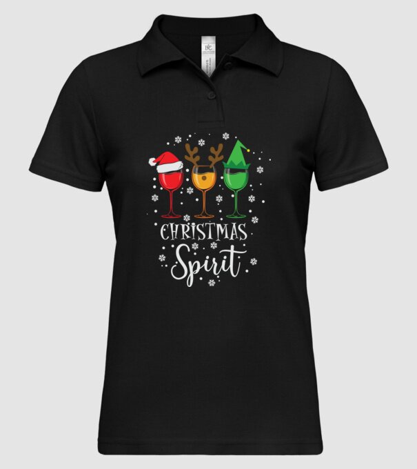 Christmas spirit wine model negru pe tricou