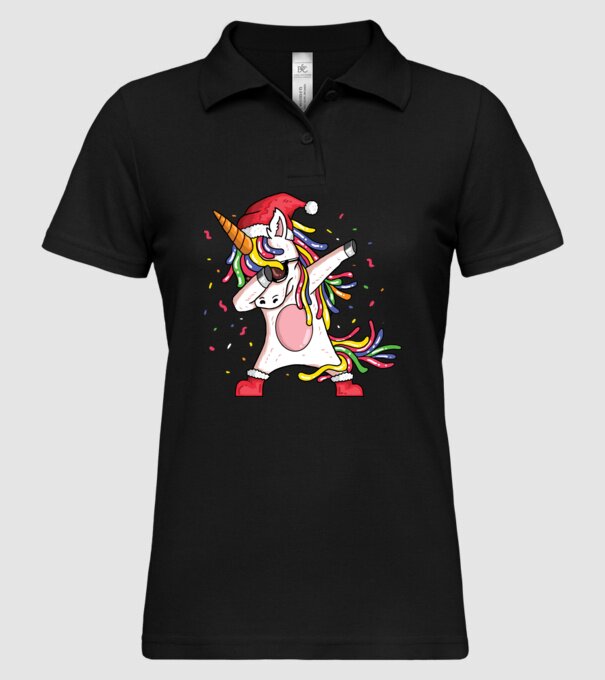 Christmas unicorn dab model negru pe tricou