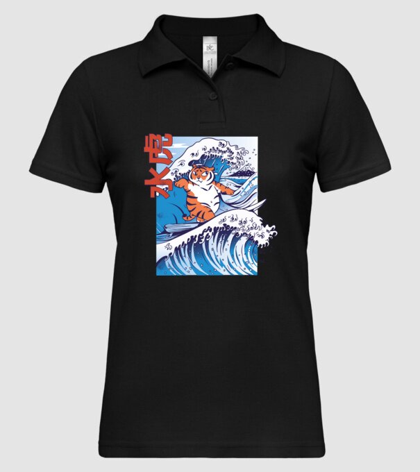 Chubby Surfer Tiger model negru pe tricou