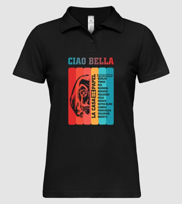 ciao bella retro model negru pe tricou