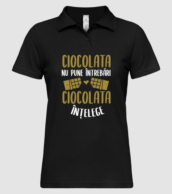 ciocolata nu pune întrebări, ciocolata înțelege model negru pe tricou