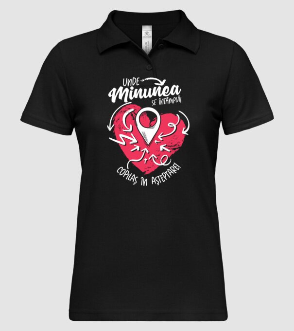 Copilaș în așteptare model negru pe tricou