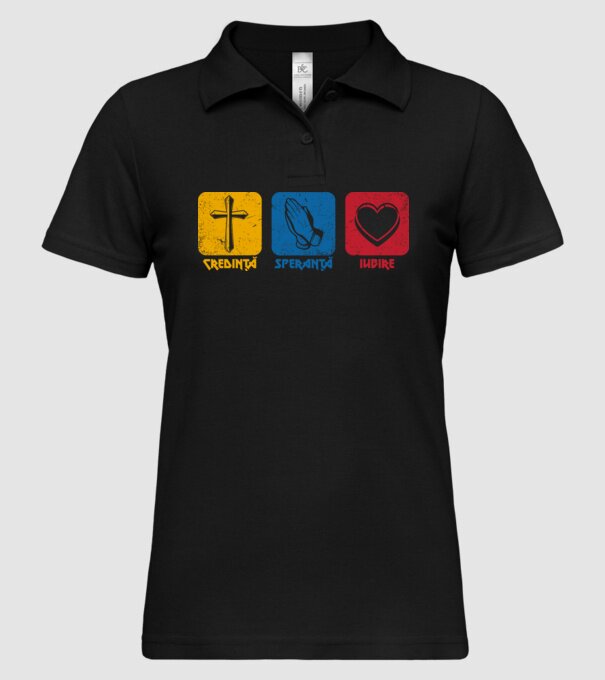 credință speranță iubire model negru pe tricou