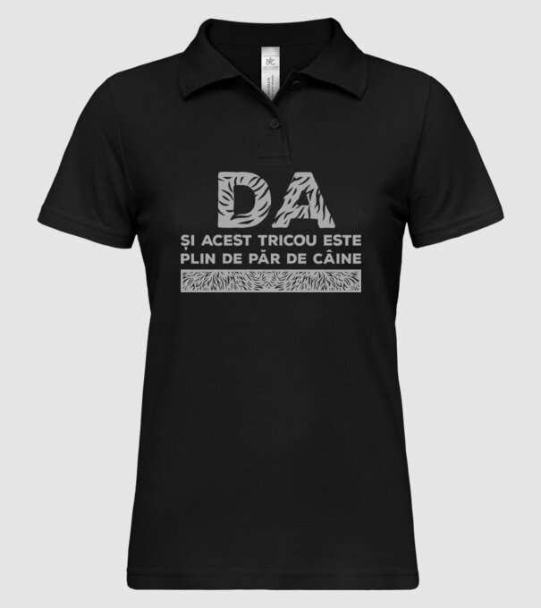 da, și acest tricou este plin de păr de câine model negru pe tricou