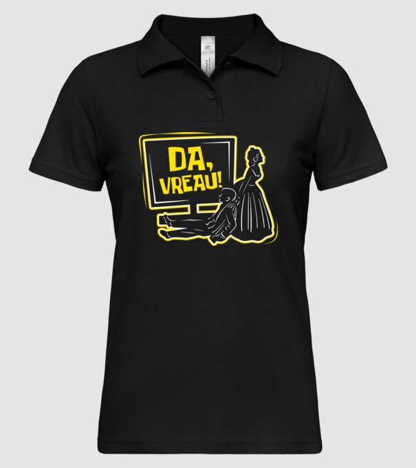 Da, vreau! model negru pe tricou