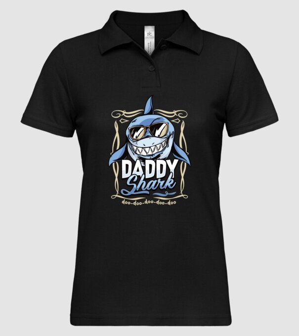 Daddy Shark model negru pe tricou