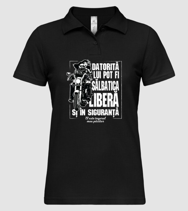 datorită ei pot fi sălbatic, liber și în siguranță - ea este îngerul meu păzitor model negru pe tricou