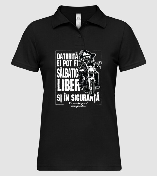 datorită ei pot fi sălbatic, liber și în siguranță - ea este îngerul meu păzitor model negru pe tricou