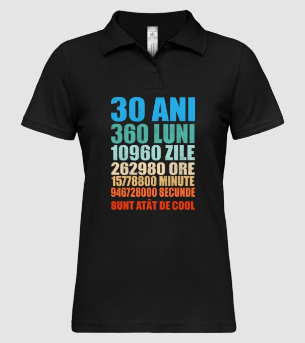 De 30 ani - luni - zile - ore - minute - secunde - sunt atât de cool model negru pe tricou