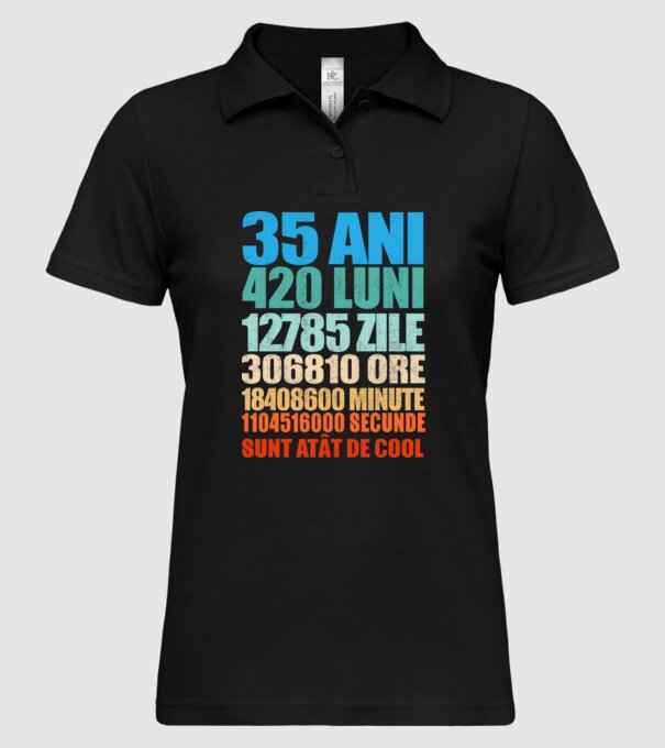 De 35 ani - luni - zile - ore - minute - secunde - sunt atât de cool model negru pe tricou