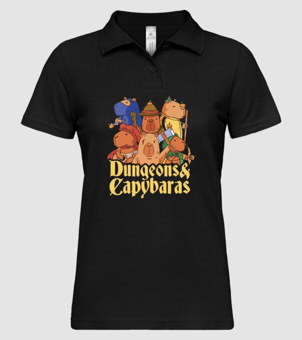 Dungeons and Capybaras model negru pe tricou