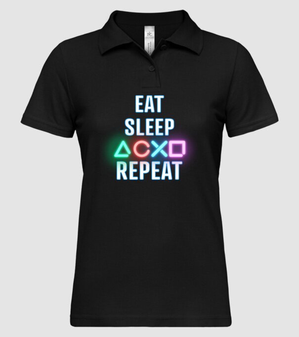 Eat sleep PS model negru pe tricou