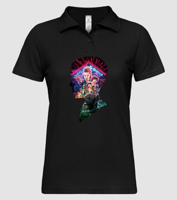 eleven poster head model negru pe tricou