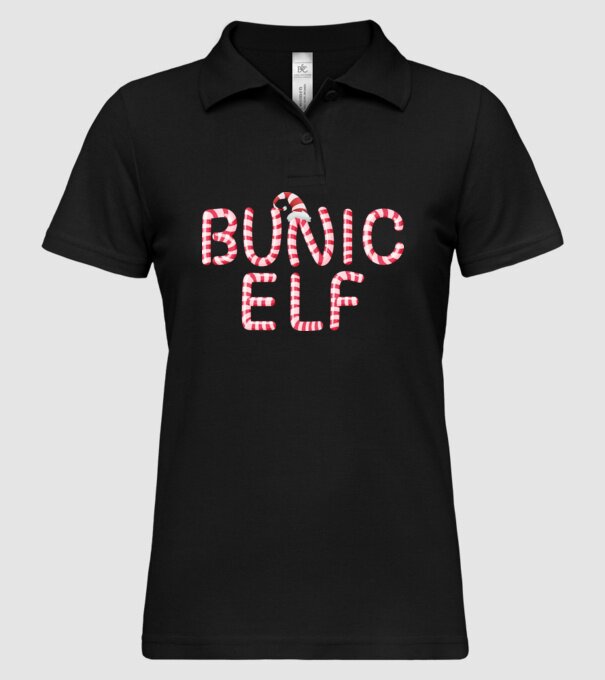 bunic elf model negru pe tricou