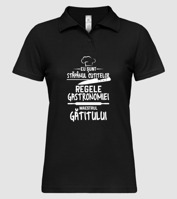 eu sunt stăpânul cuțitelor, regele gastronomiei, maestrul gătitului model negru pe tricou