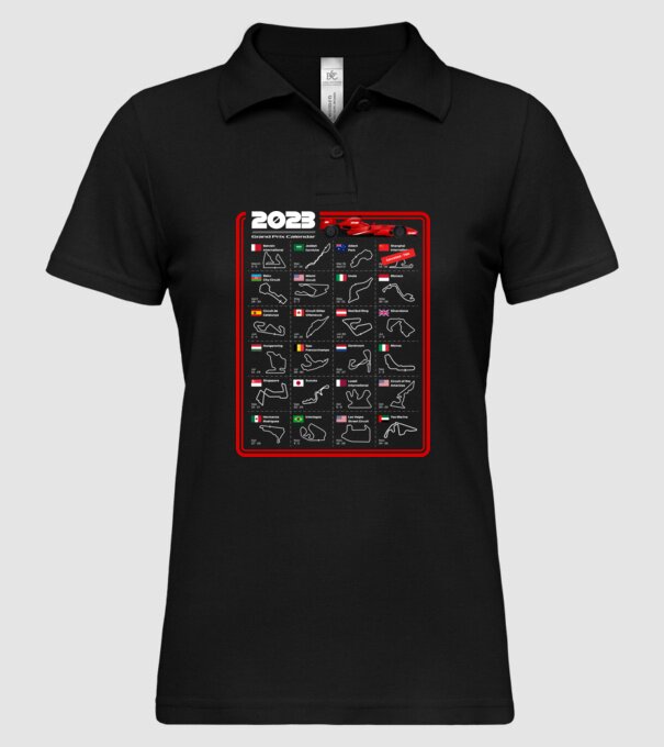 F1 2023 Formula Grand prix calendar model negru pe tricou