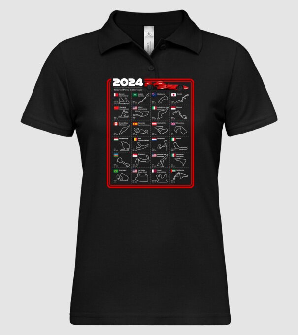 F1 calendar 2024 model negru pe tricou