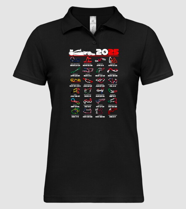 F1 calendar 2025 Negru model negru pe tricou