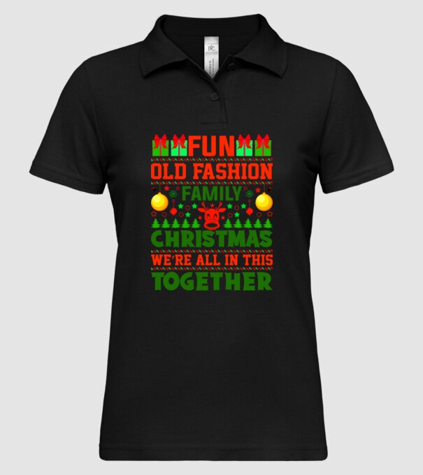 fun old fashion family christmas model negru pe tricou