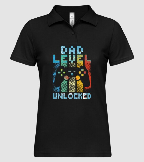 Gamer Dad level unlocked model negru pe tricou
