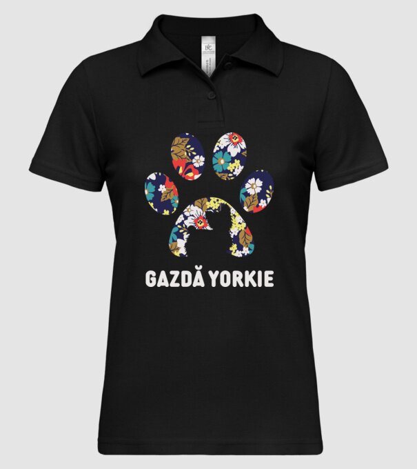 Gazdă Yorkie model negru pe tricou