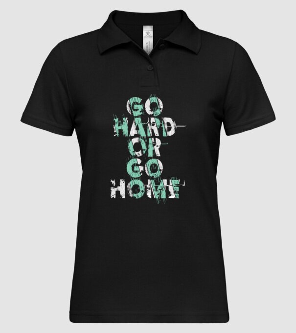 Go Hard or Go Home model negru pe tricou