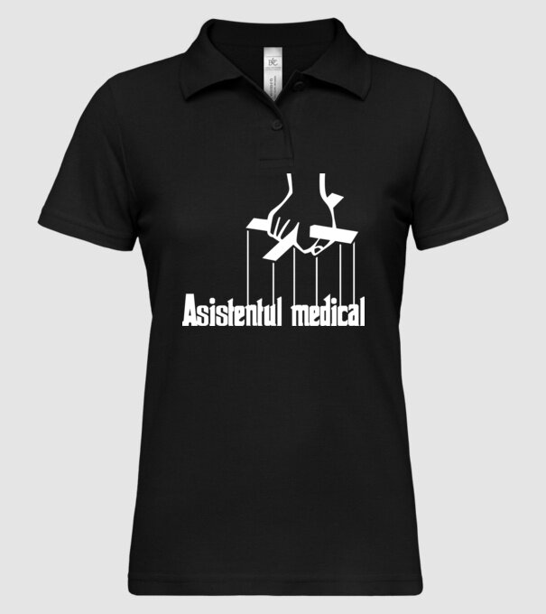 Asistentul medical / Asistenta medicală model negru pe tricou