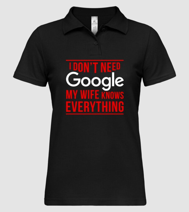 Google wife model negru pe tricou