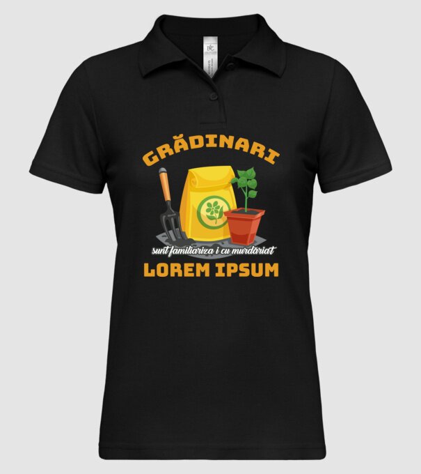 Grădinari model negru pe tricou