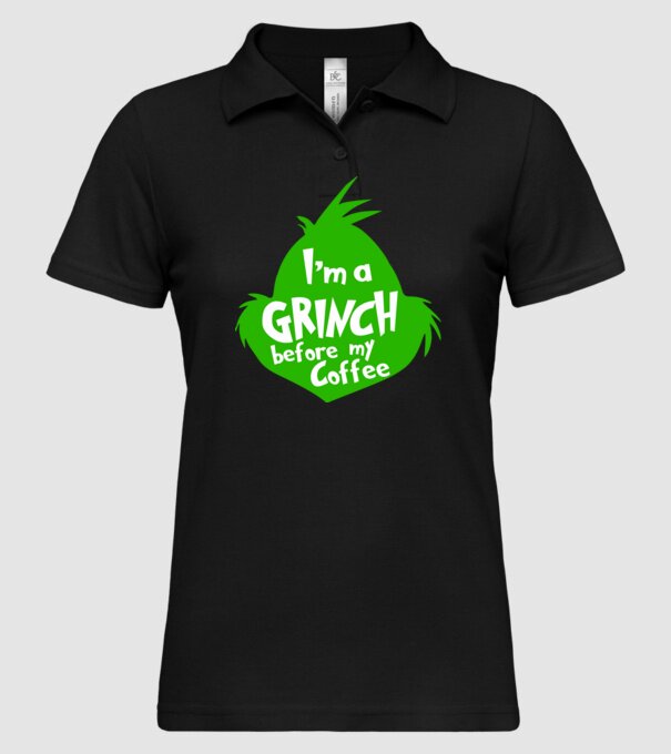 Grinch before coffee model negru pe tricou