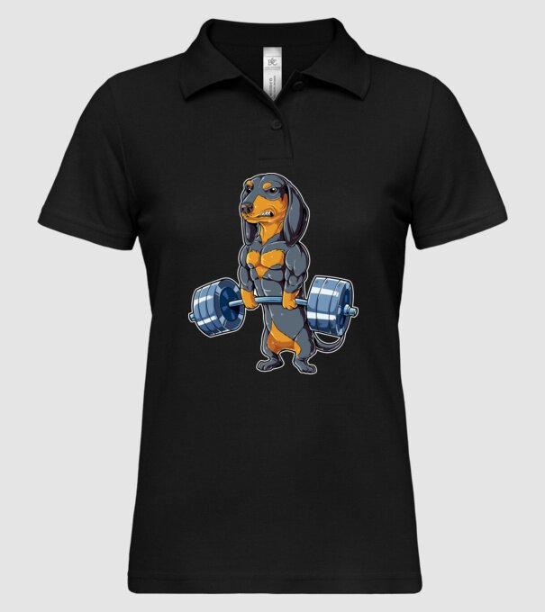 Gym teckel model negru pe tricou