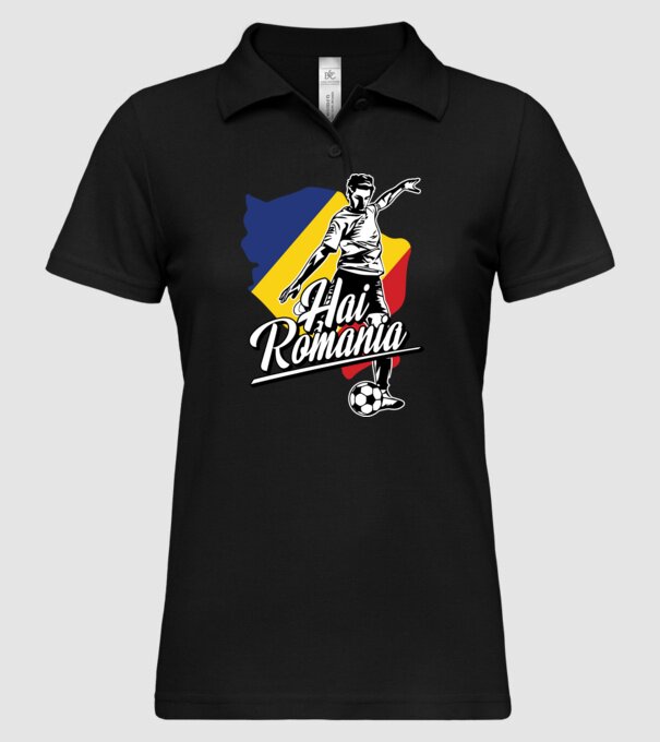 Hai romania fotbal model negru pe tricou