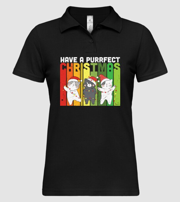 Have a purrfect christmas model negru pe tricou