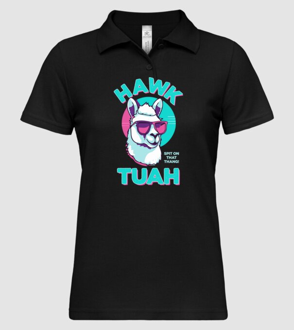 Hawk tuah llama retro sunglasses model negru pe tricou