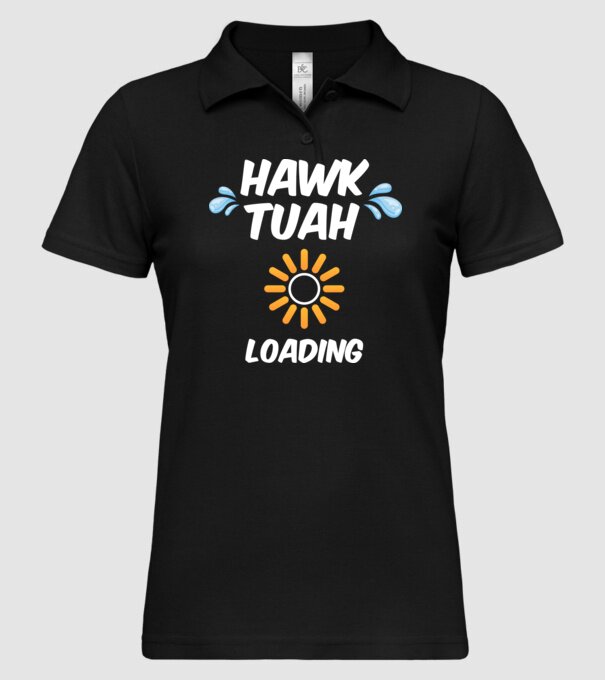 Hawk Tuah loading raindrop model negru pe tricou