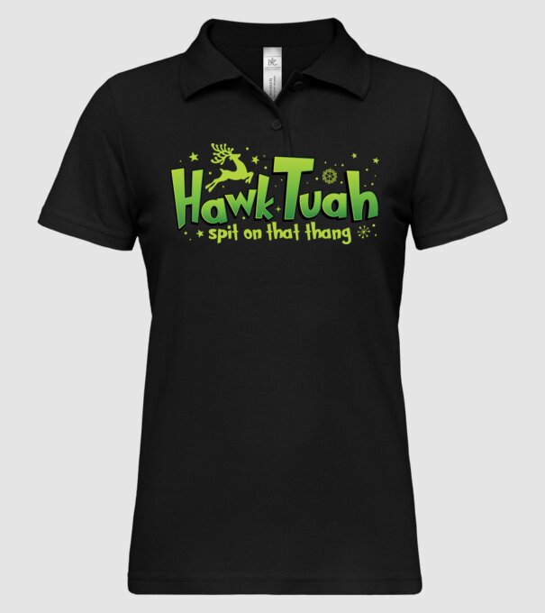 Hawk tuah xmas model negru pe tricou