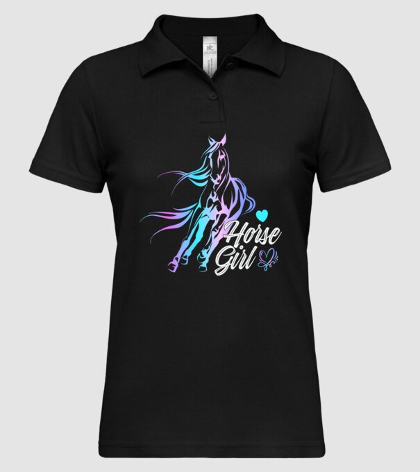 Horse girl 2 model negru pe tricou